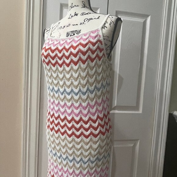 RACHEL & ZOE MAXI DRESS CROCHET KNITTED BODYCON MULTICOLOR Sz M CUTE GOTH PREPPY - Picture 14 of 16